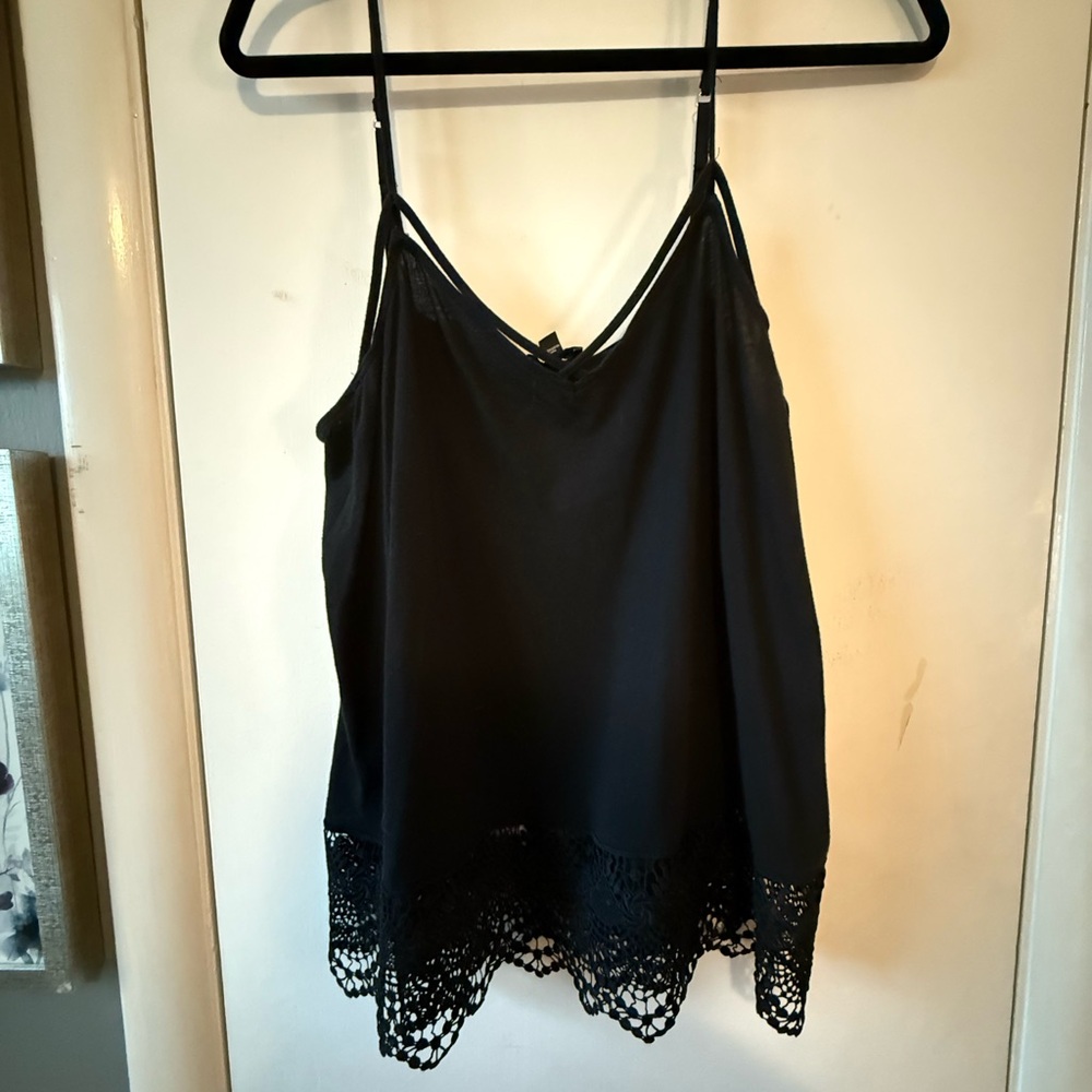 Express Black Lace Trim Cami Top